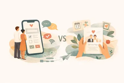 Digitale und traditionelle Hochzeitseinladungen im Vergleich